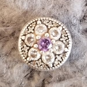 Cubic Zirconia Flower Pandora Charm With Purple
